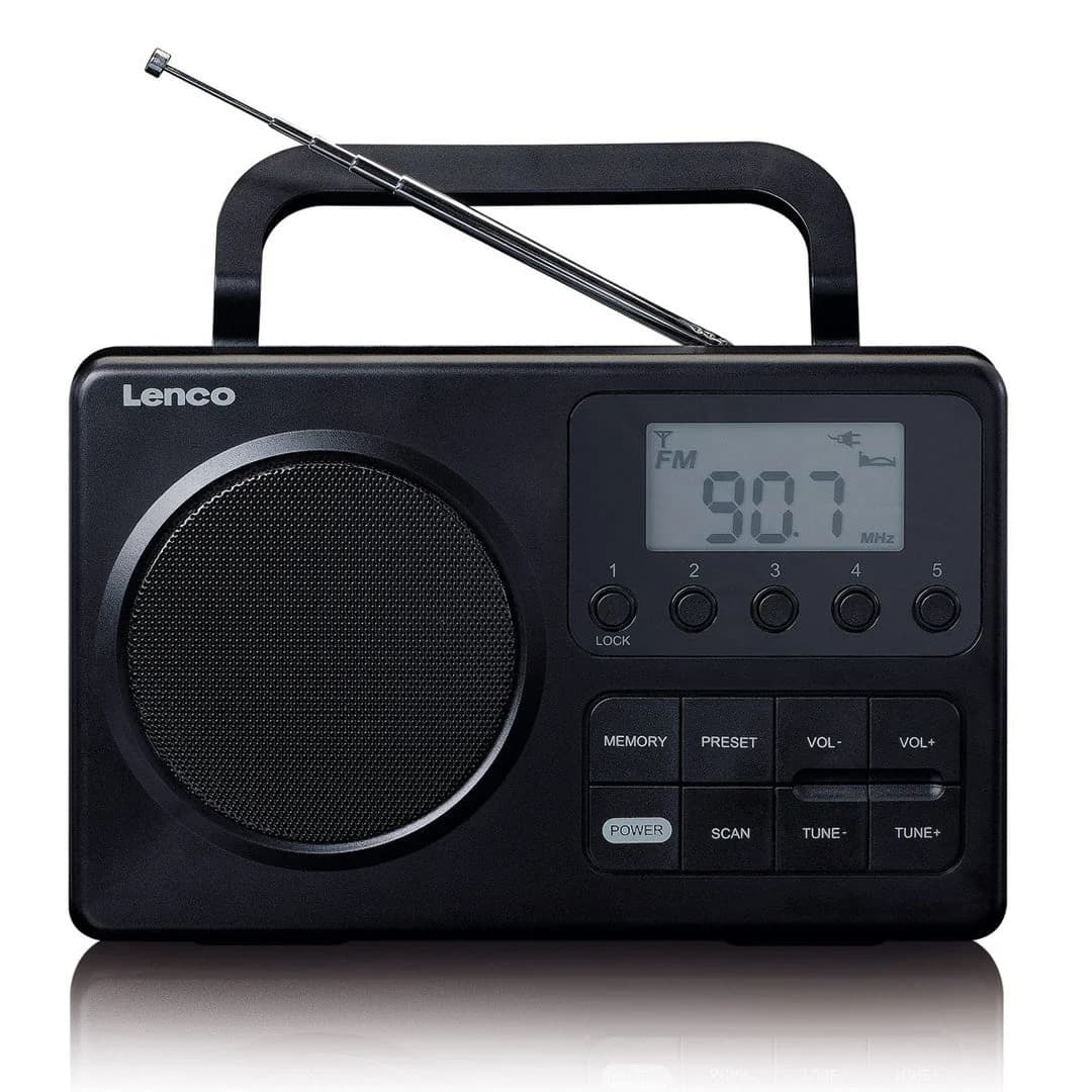 Lenco Rádio Portátil MPR-035BK FM com Display LCD Preto