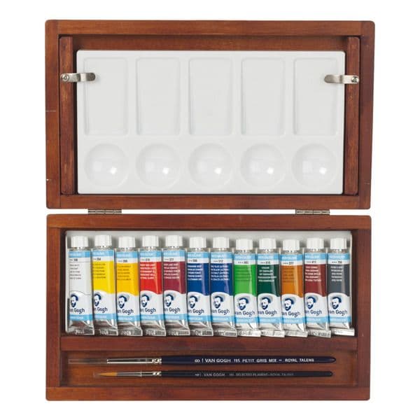 Van Gogh Caixa de Madeira com Tubos de Aguarela e Acessórios Multicolor