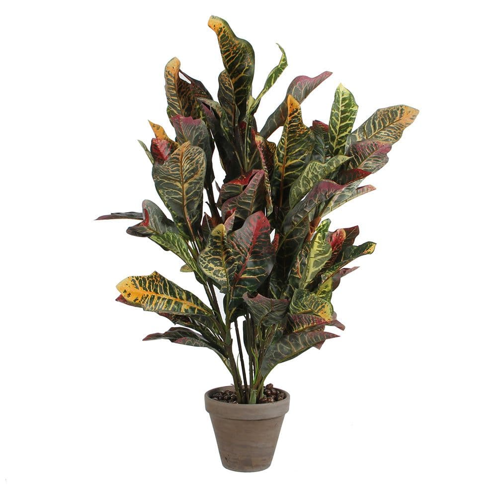 Mica Decorations Croton Verde Pvc em Vaso Cinzento