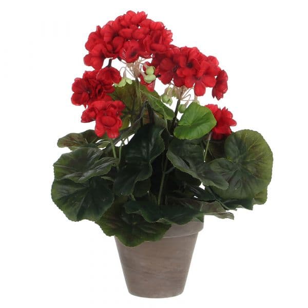 Mica Decorations Gerânio Vermelho Pvc em Vaso Cinzento