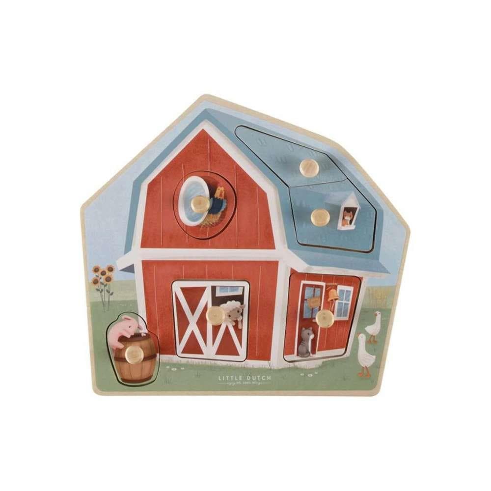 Puzzle de Encaixe em Madeira Little Dutch Little Farm 6 Peças