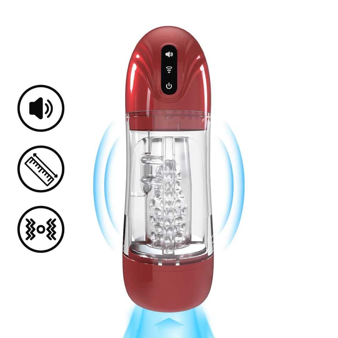 Bomba De Masturbação Com Sucção E Vibração Sonicpull Multimedia Enhanced Metallic Red Pumped
