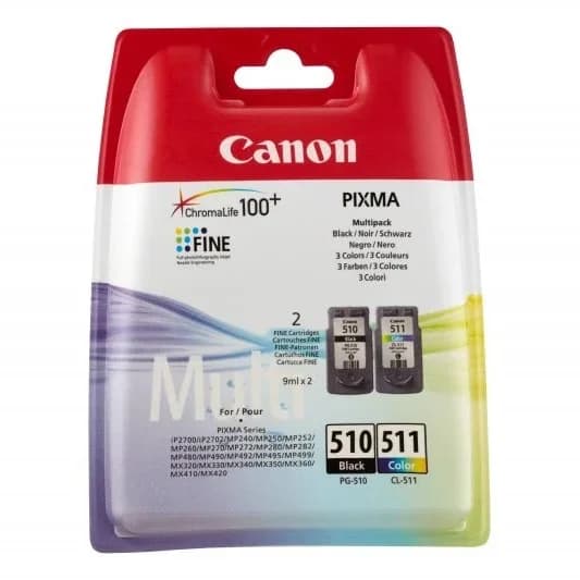 Canon PG510 Preto + CL511 Color Pack de 2 Tinteiro Original