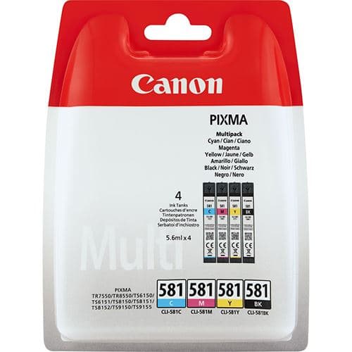 Pack de Tinteiros Canon CLI-581 - Preto | Ciano | Magenta | Amarelo