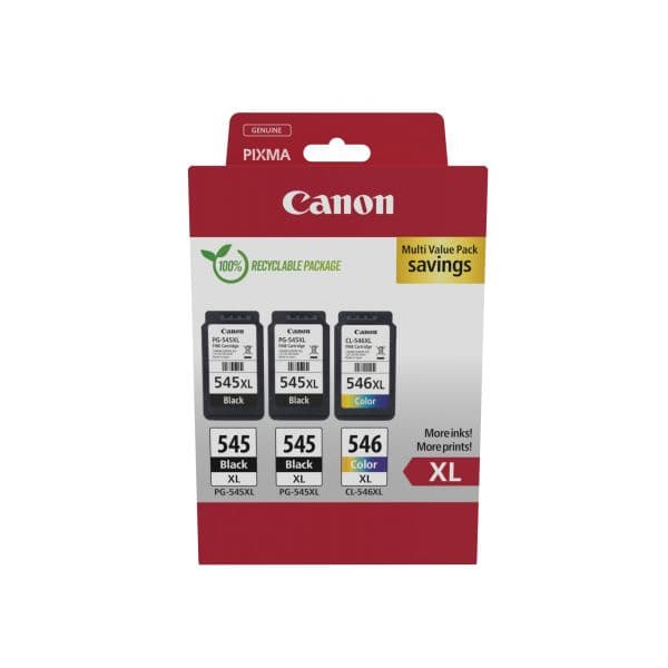 Tinteiro Canon Multipack de Alto Rendimento BK/C/M/Y com 2x PG-545XL/ + 1x CL-546XL