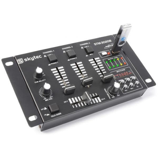 Skytec STM-3020B Mesa de Mistura DJ 6 canais Entrada USB/MP3