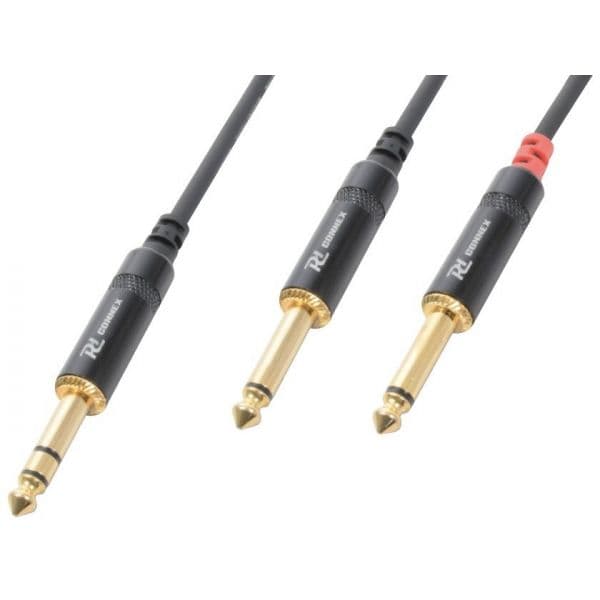 Power Dynamics Cabo Jack 6,3mm Macho Stéreo 2x Jack 6,3mm Macho Mono (3 Mts) Connex 177.045