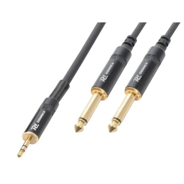 Power Dynamics Cabo Jack 3.5mm Macho Stéreo -> 2x Jack 6,35mm Macho Mono Hq (3 Mts) Power Dynamics Connex 177.133