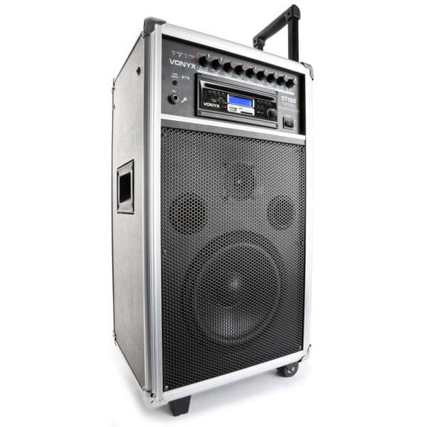 Vonyx ST-100 MK2 Sistema de Som Pa Móvel Bluetooth Cd usb Sd MP3 Bateria Uhf
