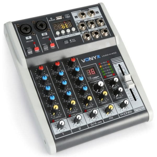 Vonyx Mesa de Mistura 4 Canais C/ USB/SD/MP3/BLUETOOTH com Dsp (VMM-K402) - 172.585