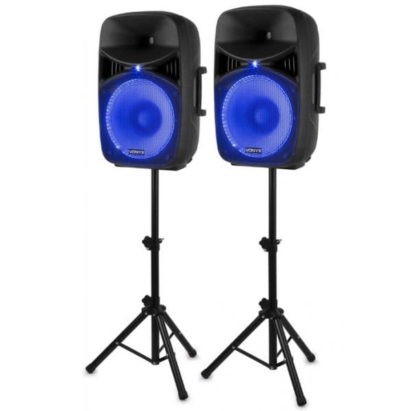 Vonyx VPS122A Set de Colunas Ativas 800 W 12" (30 cm) Port Usb/sd MP3 Bluetooth