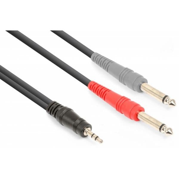 Vonyx Cabo Jack 3,5mm Macho Stéreo 2x Jack 6,35mm Macho Mono (3 Mts) - 177.770
