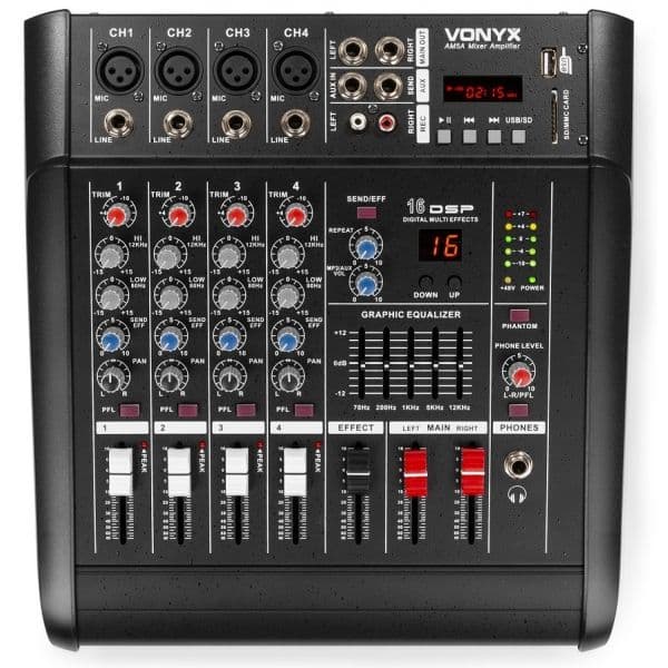 Vonyx Mesa de Mistura Amplificada 2x 500W 5 Canais C/ DSP/BT/SD/USB/MP3 (AM5A) - 172.573