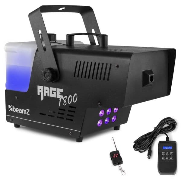 Beamz Máquina de Fumos 1800W DMX c/ 6 LEDs RGBW e Controlador Temporizado (RAGE 1800LED) - 160.718