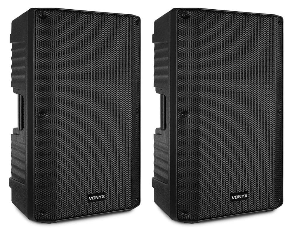 Vonyx Pack 2x Colunas Amplificada + Passiva 15" BLUETOOTH/USB 1000W (VSS150S) - 178.142