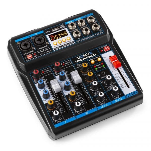 Vonyx Mesa de Mistura 4 Canais c/ USB/DSP/MP3/Bluetooth (VMM-P500)