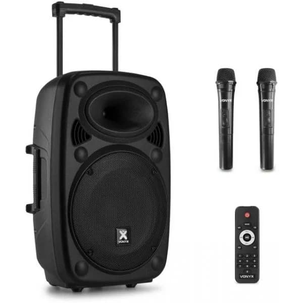Vonyx Coluna Amplificada Portátil 12" 800W MP3/USB/SD/FM/2xUHF/BLUETOOTH (VERVE38) Preto - 174.032