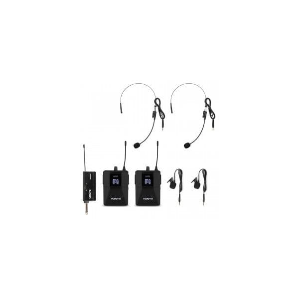 Vonyx Pack 2x Microfones Bodypack WM552B UHF Sem Fios Plug & Play