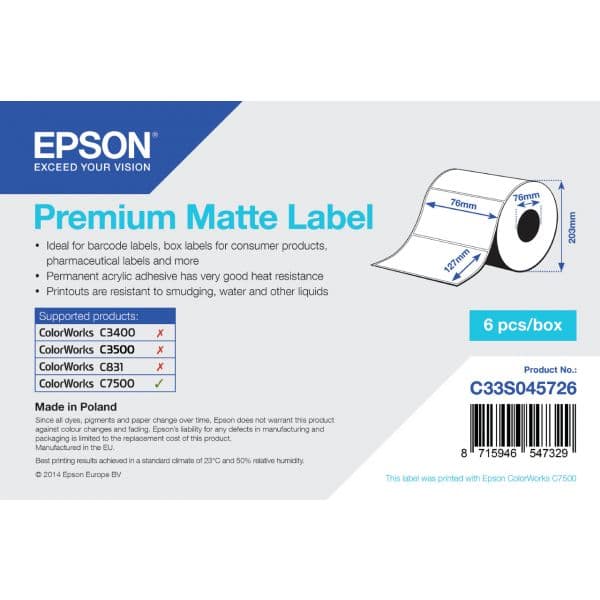 Epson Etiqueta Premium Mate 76x127mm 1 Un.
