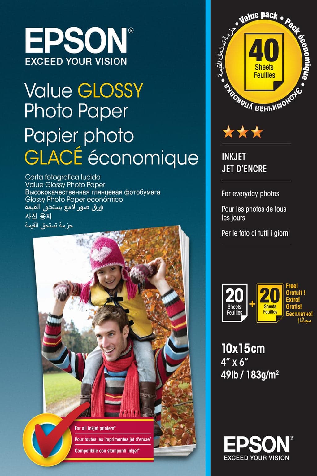 VALUE GLOSSY PHOTO PAPER10X15 2X20H