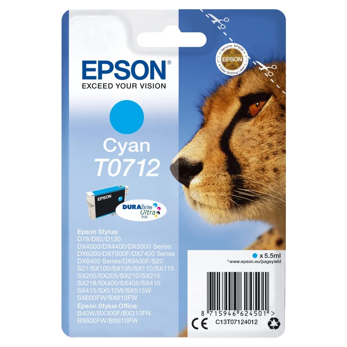 Epson T0712 tinteiro 1 unidade(s) Original Rendimento padrão Cian