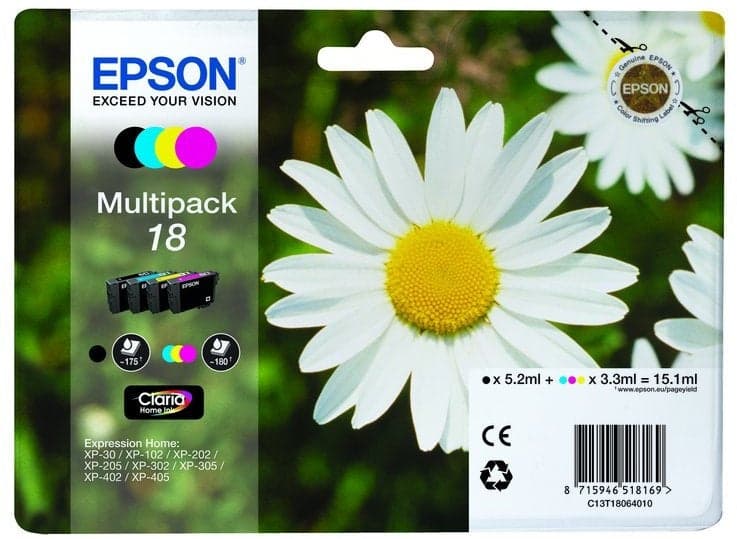 PACK 4 TINTEIROS EPSON SERIE 18 C13T18064022
