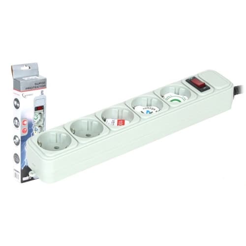 Gembird SPG3-B-10C Filtro de Linha 5 Tomadas Branco 3m