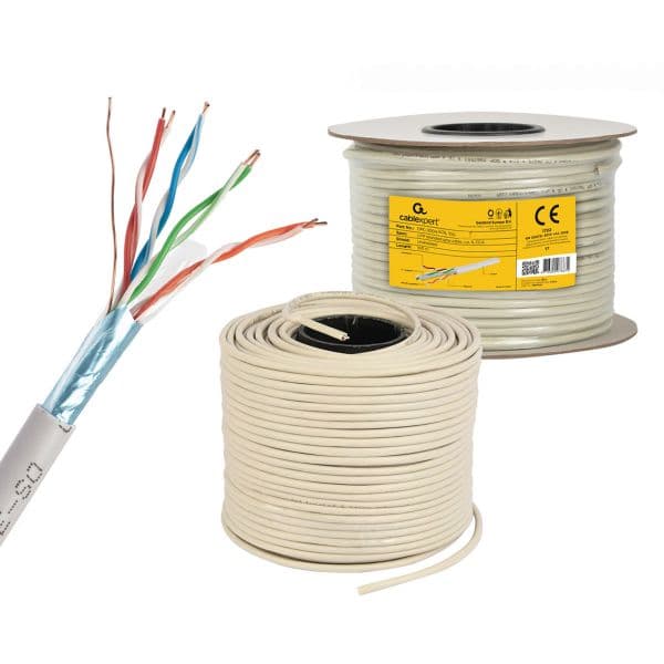 Gembird Bobine Cabo de Rede FPC-5004E-SOL/100 Cat5e FTP (Premium CCA) 100m Solid Cinzento
