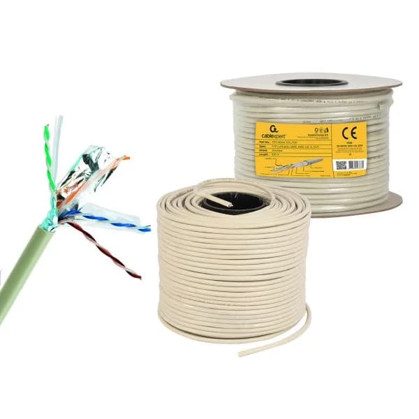 Gembird Bobine Cabo de Rede FPC-6004-SOL/100 Cat6 FTP (Premium CCA) 100m Solid Eca Cinzento