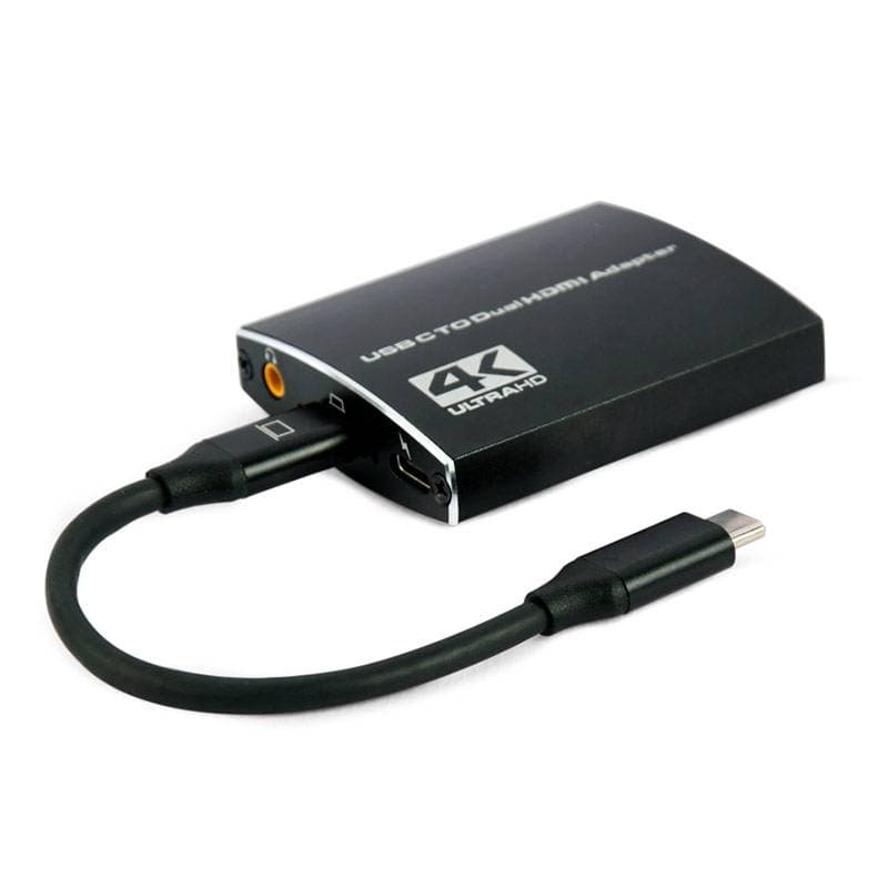 Gembird Adaptador USB-C para Dual HDMI 4K 60Hz Preto - A-CM-HDMIF2-01