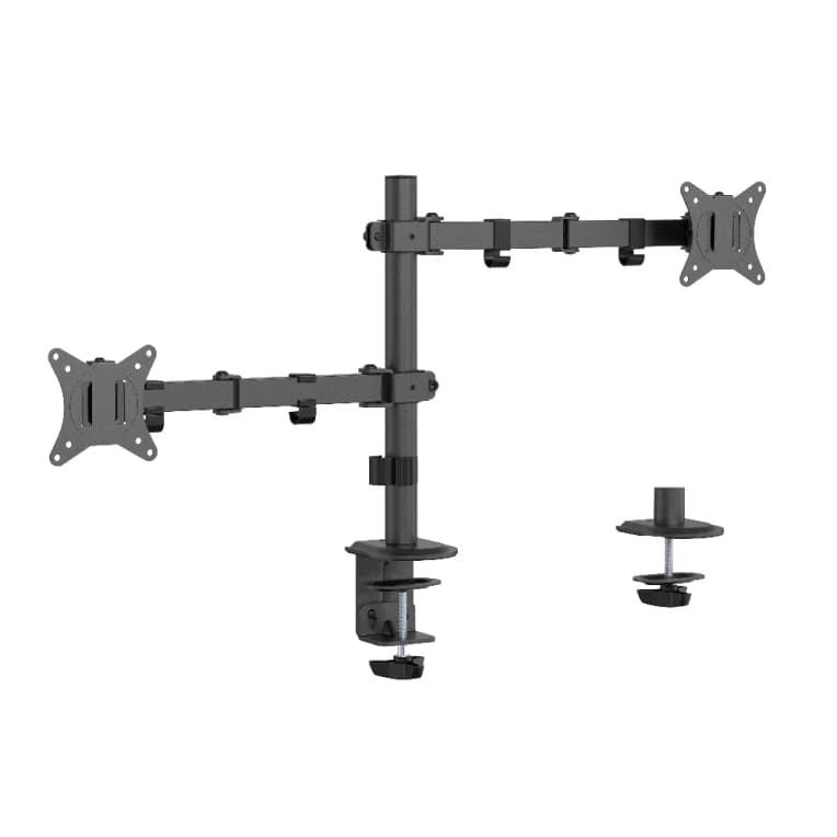Suporte de Secretária Gembird MA-D2-03 Monitor Desk Mount Dual Arm (Rotação/Inclinação/Retração) 17" - 32" Preto