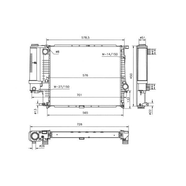 NRF - 53852 - Radiador, arrefecimento do motor - 8718042080813