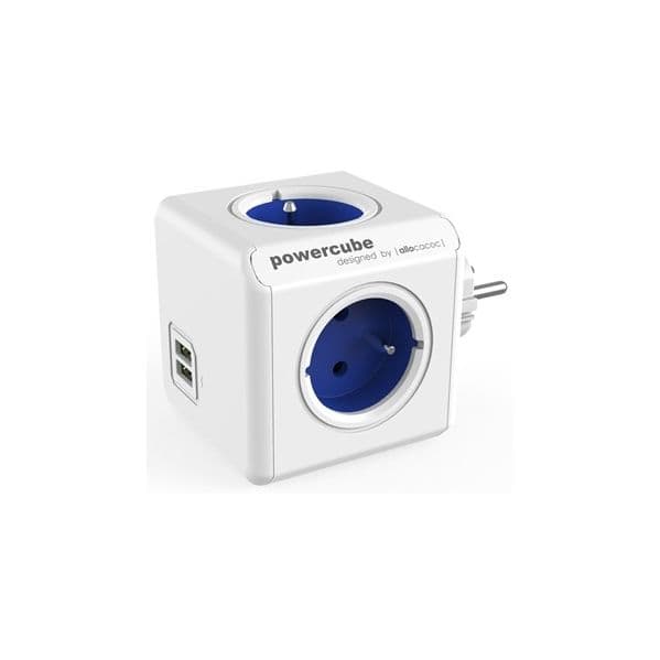 Allocacoc Tomada Powercube 4x 16A 2x usb (original usb) Azul - Pc-org-usb-blue