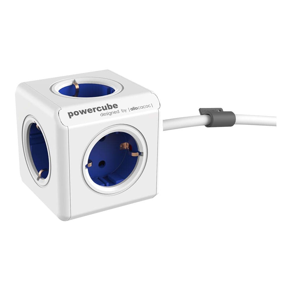 Allocacoc Cubo Extensão com 5 Tomadas Elétricas Schuko Powercube Extended 1,5m Azul - POWERCUBEEXT15-BLU