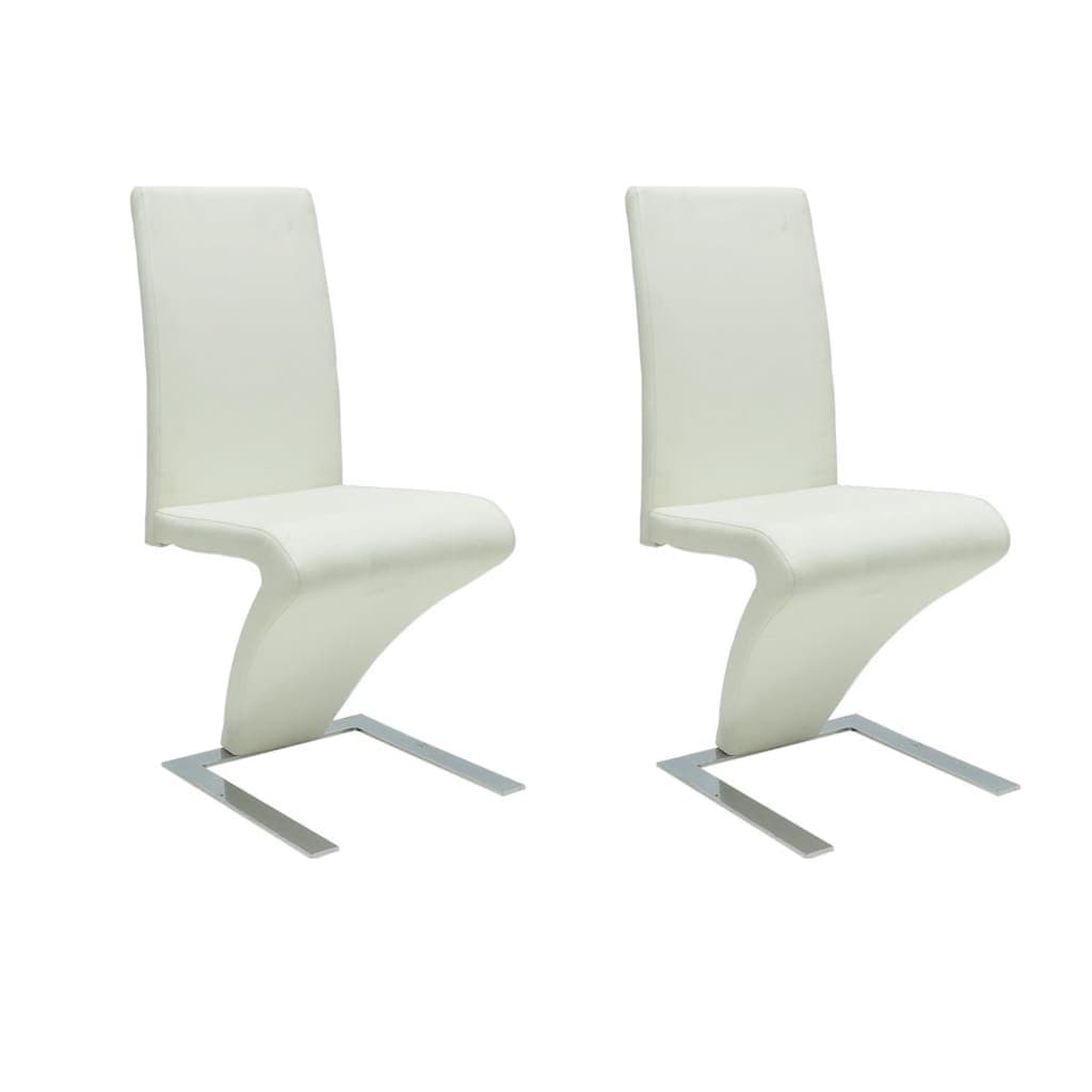vidaXL Cadeiras de jantar 2 pcs couro artificial branco