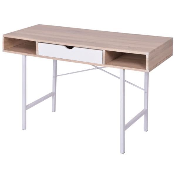 Mesa com 1 Gaveta, Cor Carvalho e Branco - 20135