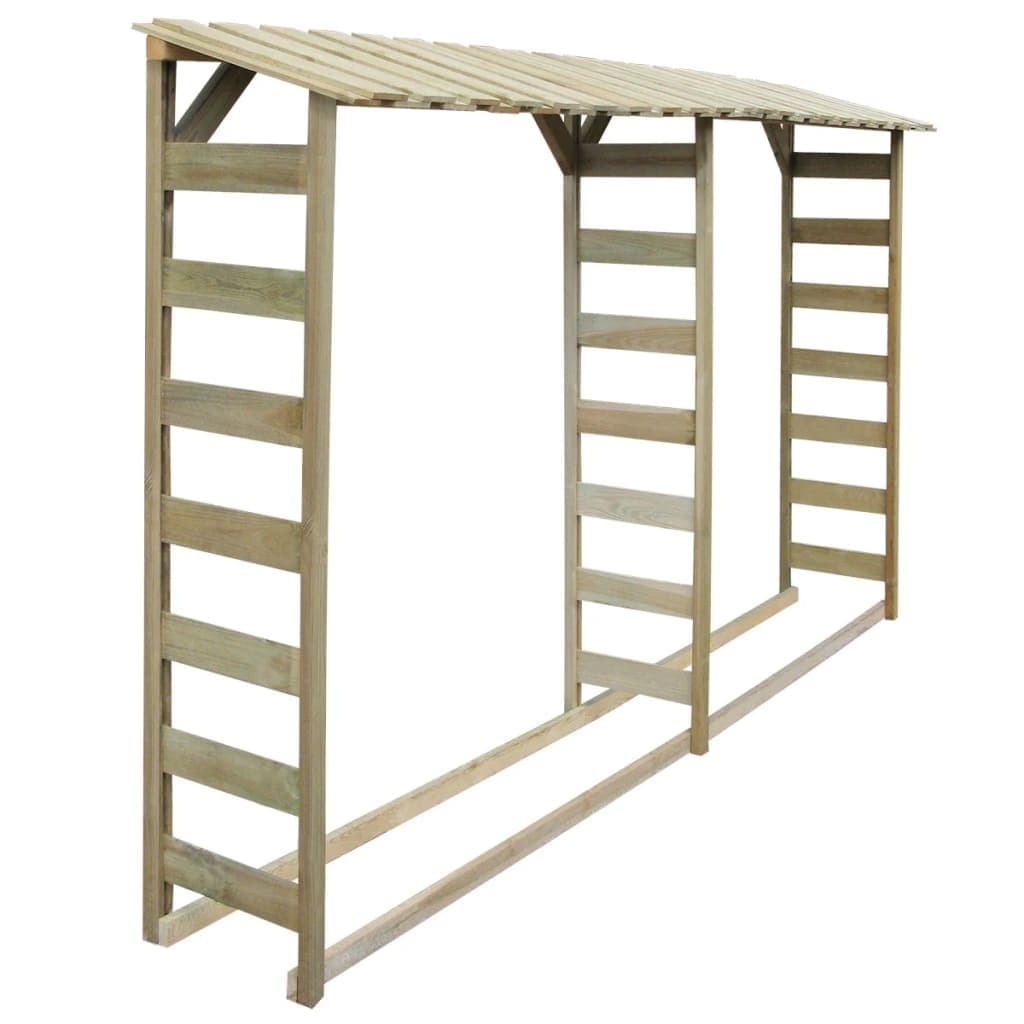 vidaXL Abrigo duplo p/ arrumação lenha 300x44x176 cm pinho impregnado
