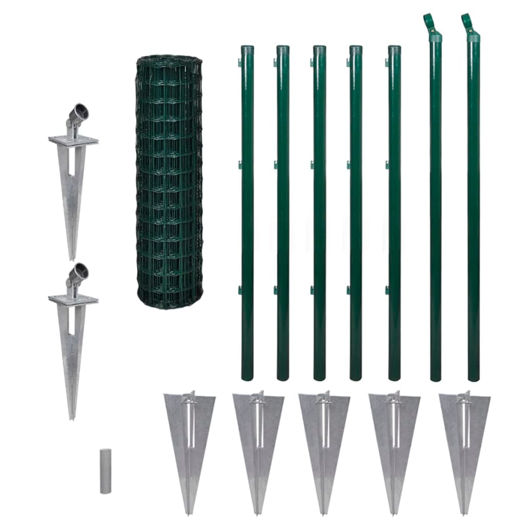 Conjunto de Cerca com Espigões 10x1 M Aço Verde - 142382
