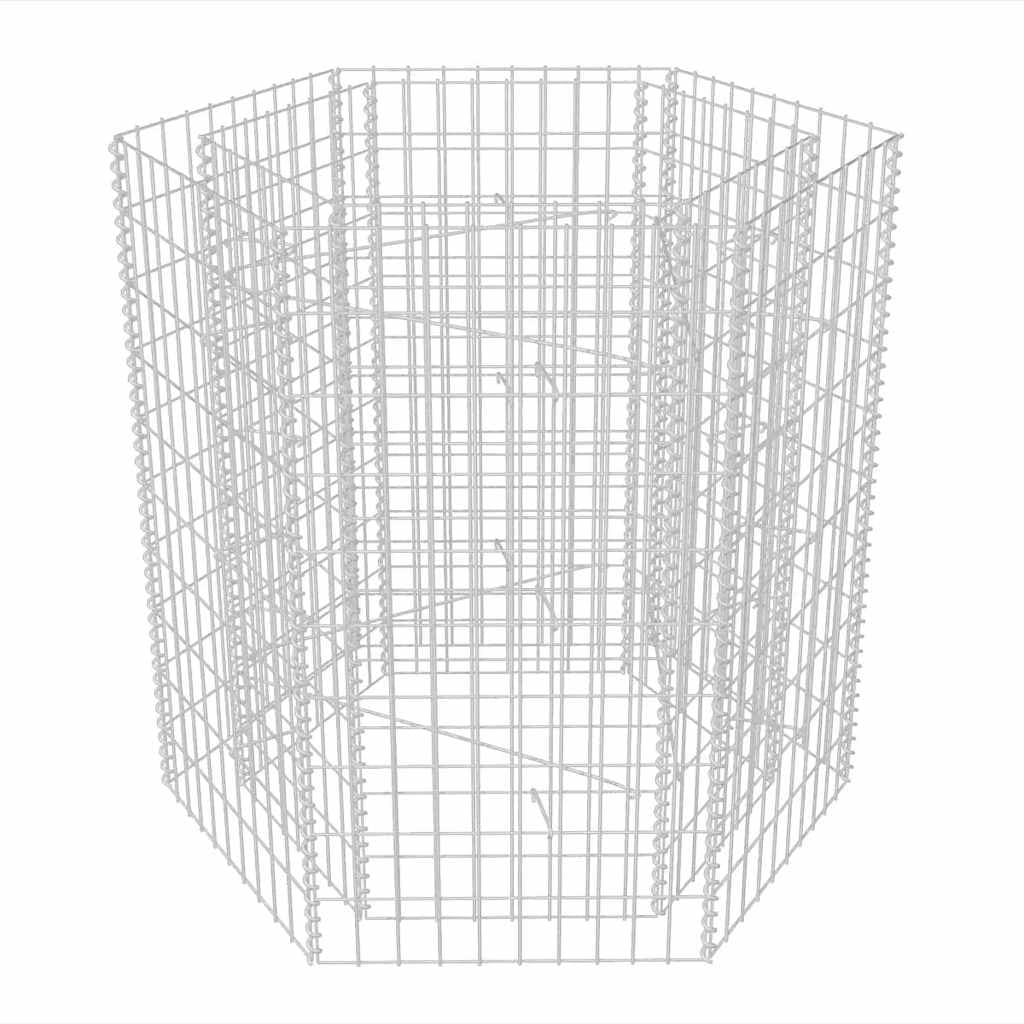 vidaXL Canteiro elevado/cesto gabião hexagonal 100x90x100 cm