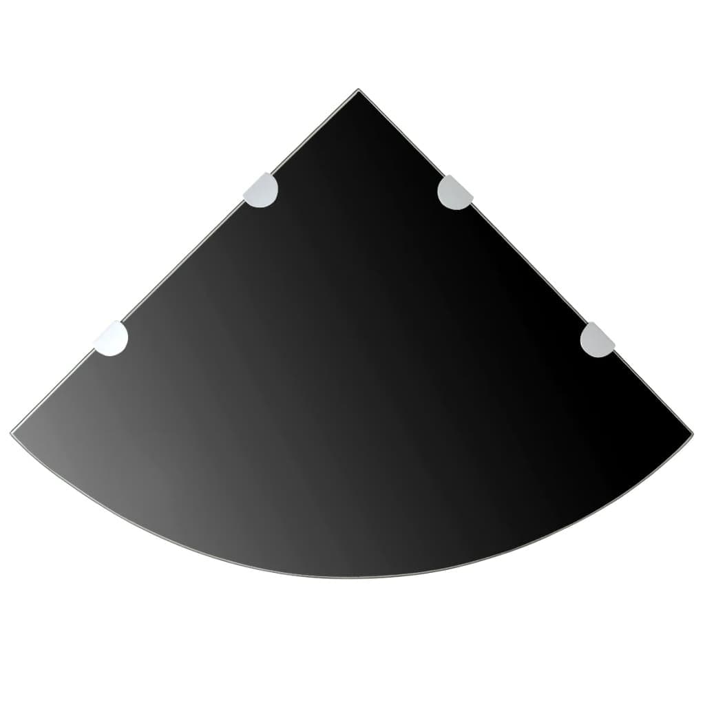Prateleira Canto, Suportes Cromados, Vidro Preto 45x45cm - 243857