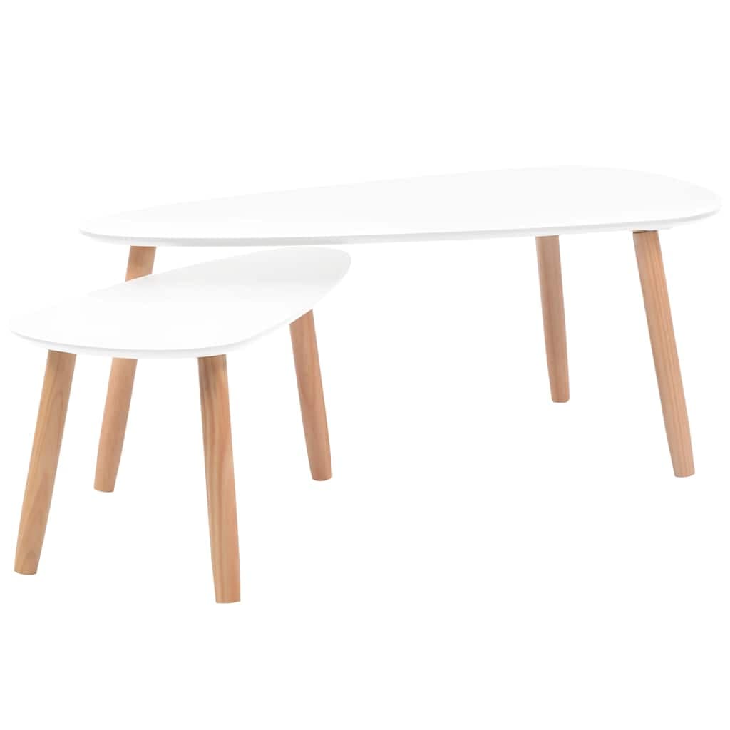 vidaXL Conjunto mesas de centro 2 pcs pinho maciço branco