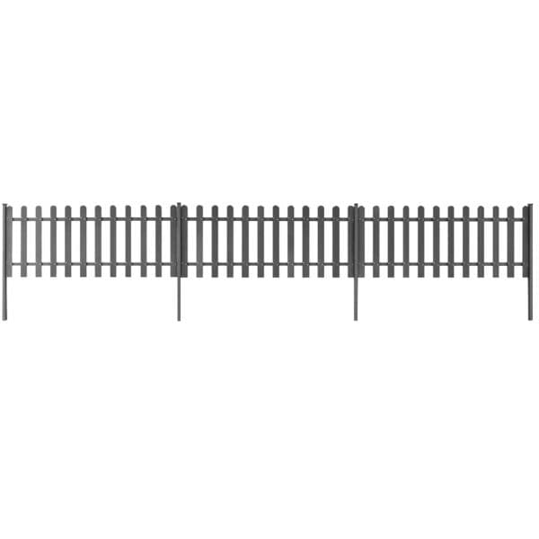 Cerca de Estacas Wpc C/postes 3 Peças 6 m 60 cm Cinza - 42826