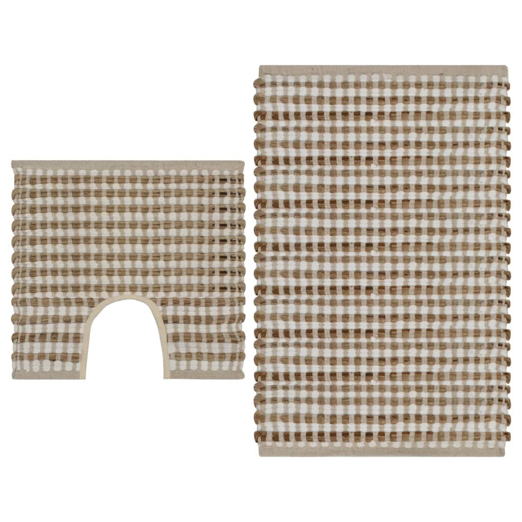 vidaXL Conjunto de tapetes de WC artesanais juta natural e branco