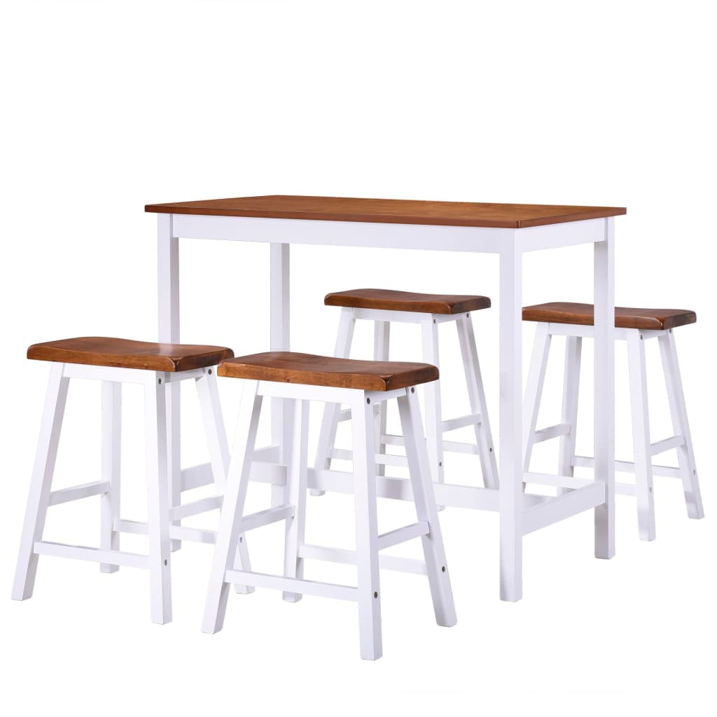 vidaXL Conjunto mesa e bancos de bar 5 pcs madeira maciça