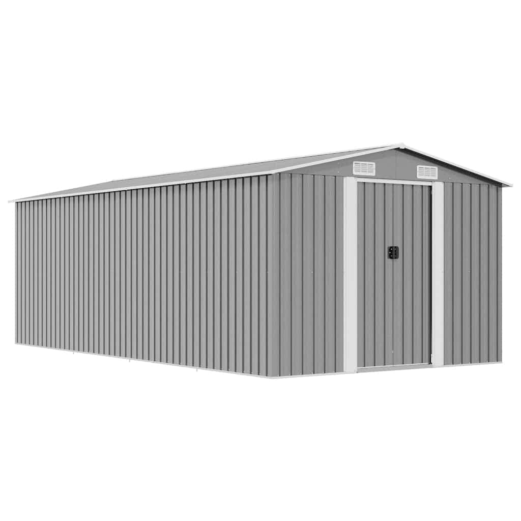 vidaXL Abrigo de jardim 257x489x181 cm metal cinzento