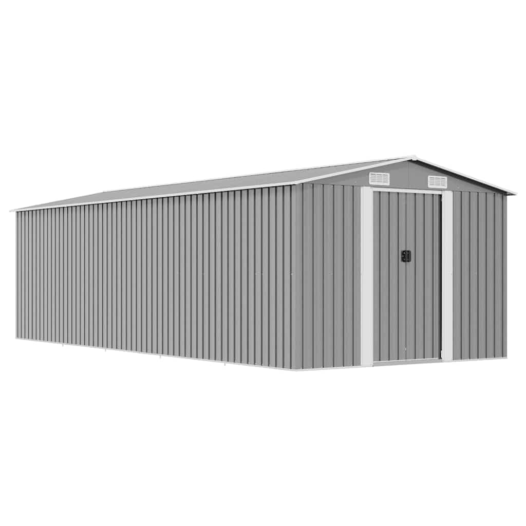 vidaXL Abrigo de jardim 257x580x181 cm metal cinzento