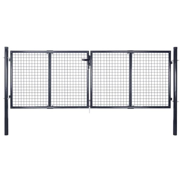 Portão de Jardim em Rede Aço Galvanizado 289x75 cm Cinzento - 143362