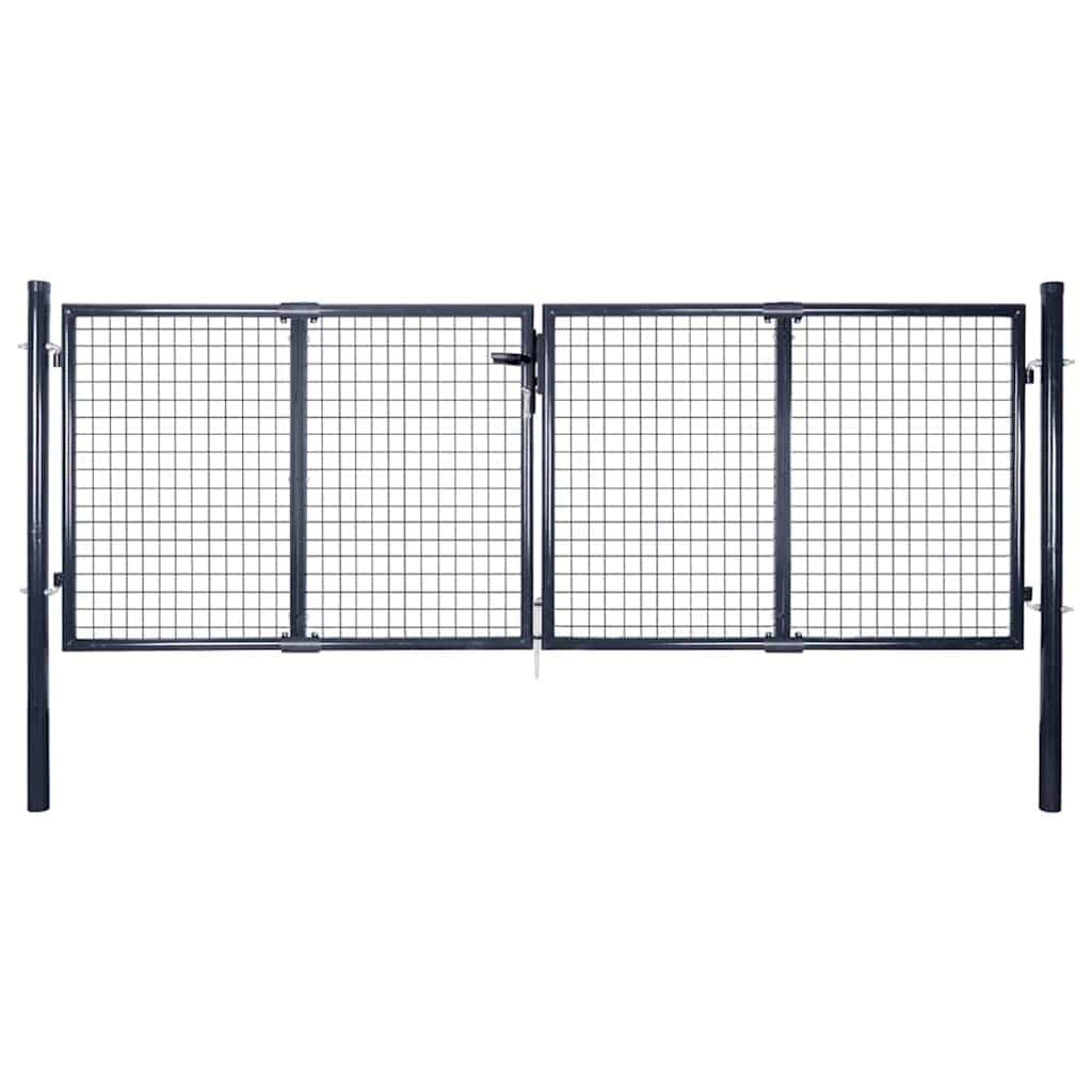 Portão de Jardim em Rede Aço Galvanizado 289x100 cm Cinzento - 143363