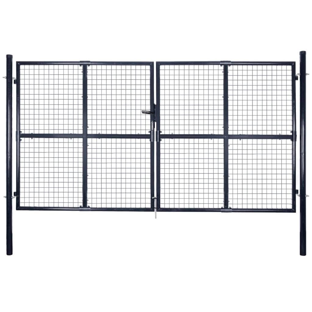 vidaXL Portão de jardim em tela de aço galvanizado 300x150 cm cinza