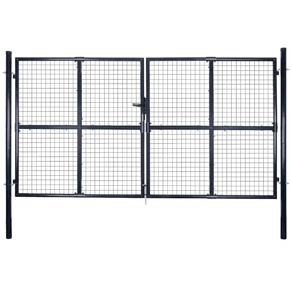 vidaXL Portão de jardim em tela de aço galvanizado 300x175 cm cinza